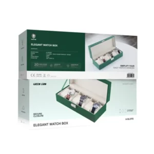 Green Lion Elegant Watch Box 6 Slots Green Normal with Glass e1787809958942