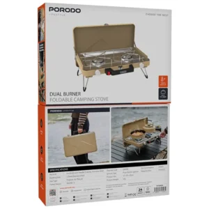 Porodo Lifestyle Dual Burner Foldable Camping Stove Khaki5